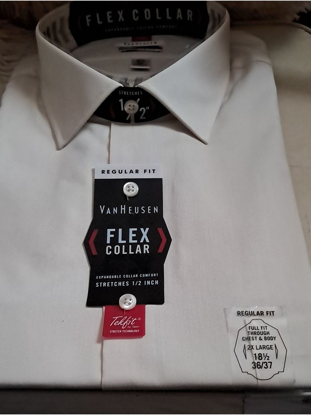 Van Heusen Pale Beige Flex Collar Dress Shirt - Regular Fit NWT Size 18 1/2